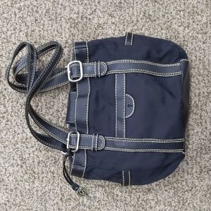 Fossil black F fabric leather shoulder bag two strap purse